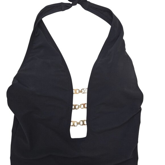 Tory Burch Black Gemini Link Plunge One-Piece Swimsuit Size Medium - Picture 5 of 8